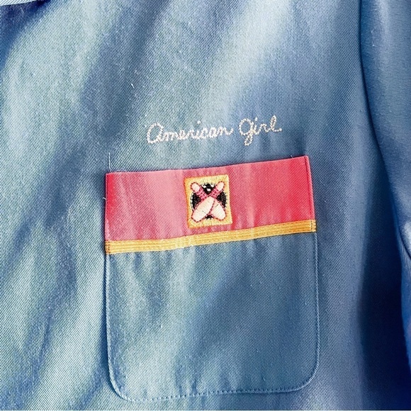 American Girl Vintage Kids Blue & Pink Bowling Shirt Large Bowling Pin Buttons - Picture 8 of 10